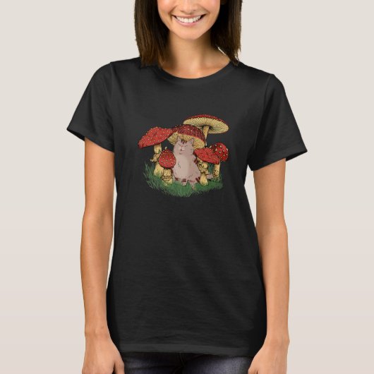 Fungus Magic Psilocybin Mushrooms Cat Hippie T-shirt (Voorkant)