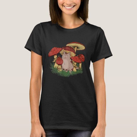 Fungus Magic Psilocybin Mushrooms Cat Hippie   T-shirt (Voorkant)
