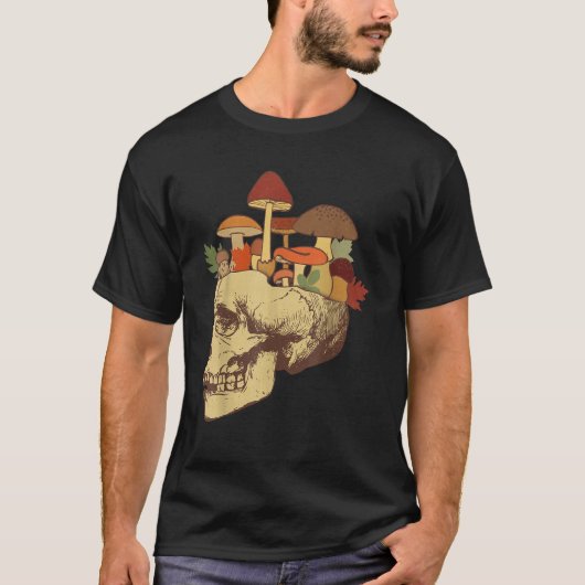 Fungus Magic Psilocybin Mushrooms Skull Face Hippi T-shirt (Voorkant)