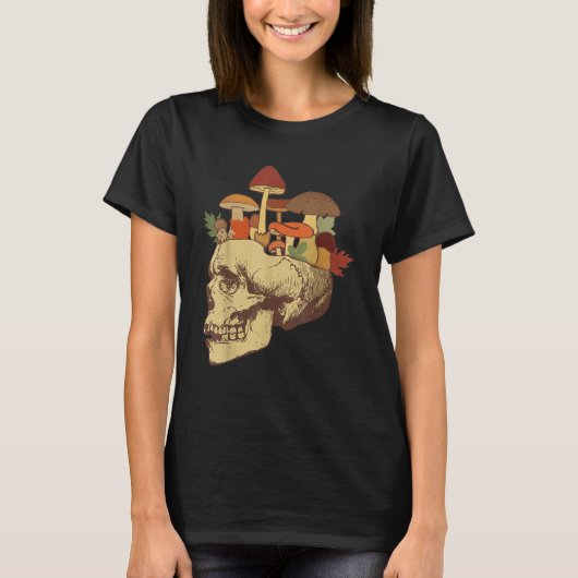 Fungus Magic Psilocybin Mushrooms Skull Face Hippi T-shirt (Voorkant)