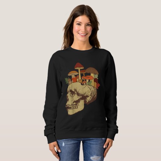 Fungus Magic Psilocybin Mushrooms Skull Face Hippi Trui (Voorkant volledig)