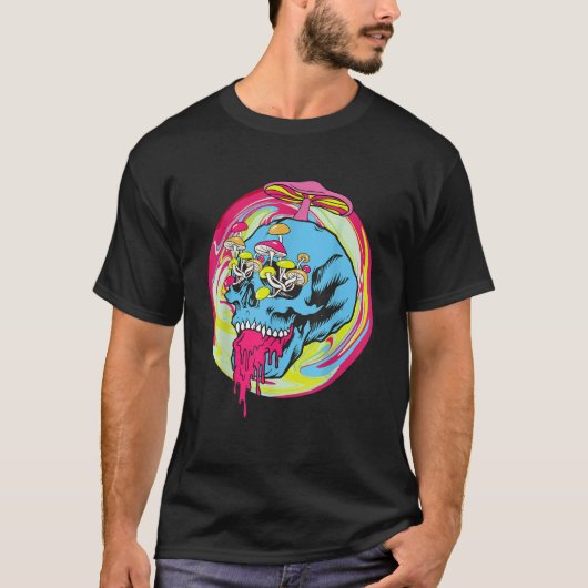 Fungus Magic Psilocybin Mushrooms Tie Dye Skull T-shirt (Voorkant)