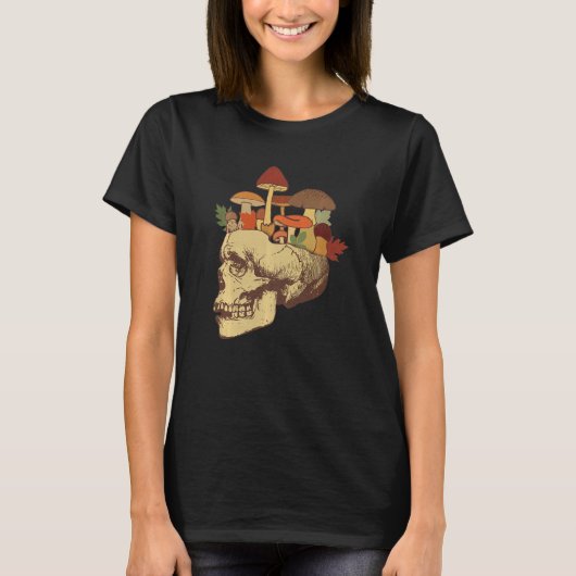 Fungus Magic Psilocybin paddenstoelen Skull Face H T-shirt (Voorkant)