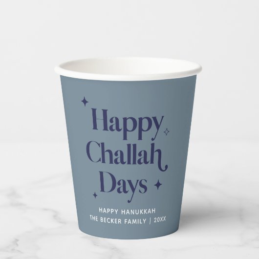 FunHappy Challah Days Hanukkah Blue Papieren Bekers (Voorkant)
