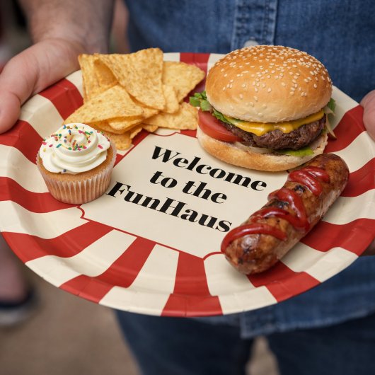 FunHaus Bold Stripe Circus Party Papieren Bordje