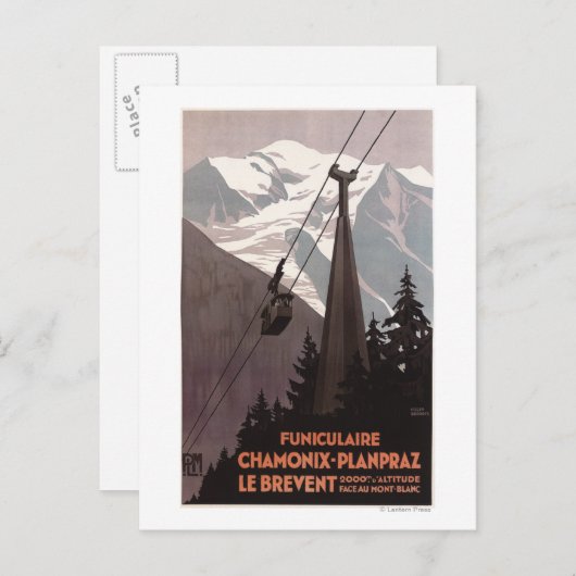 Funiculaire Le Brevent Cable Car Poster Briefkaart (Voorkant / Achterkant)