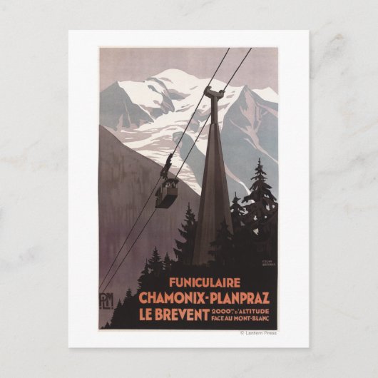 Funiculaire Le Brevent Cable Car Poster Briefkaart (Voorkant)
