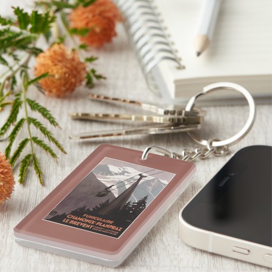 Funiculaire Le Brevent Cable Car Poster Sleutelhanger (Voorkant Rechts)