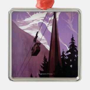 Funicular Railway to Brevent Mt. Metalen Ornament