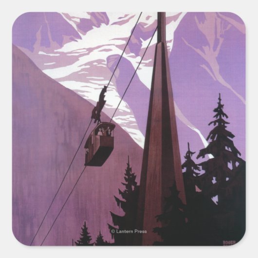 Funicular Railway to Brevent Mt. Vierkante Sticker (Voorkant)