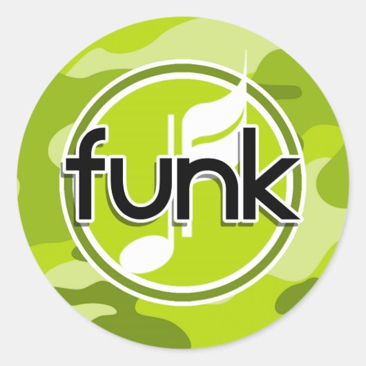 Funk; bright green camo, camouflage ronde sticker (Voorkant)