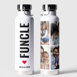 Funk | Fun oom Custom Name Modern Waterfles<br><div class="desc">Het ontwerp op het flesje is voorzien van een moderne,  minimalistische,  gedurfde tekst die zegt: "Funcle ( Fun oom )".Ideaal voor Jubilea,  Valentijnsdag Gifts. De aanpasbare natuur maakt het een speciaal,  uniek en doordacht geschenk voor elke gelegenheid.</div>