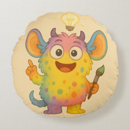 Funkel Kissen – Das kreative ADHS-Monster Rond Kussen (Voorkant)
