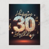 Funkelende Disco Dans 30e Verjaardagsfeest Briefkaart (Voorkant)