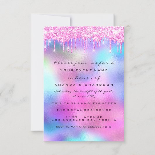 Funkelende glitterslierten Roze Sliere Bruids Swee Kaart (Voorkant)