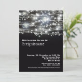 Funkelnde Sterne Partei Schwarzweiss Einladung Kaart (Staand voorkant)