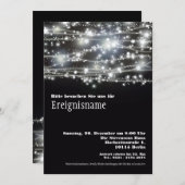 Funkelnde Sterne Partei Schwarzweiss Einladung Kaart (Voorkant / Achterkant)
