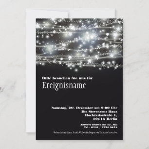 Funkelnde Sterne Partei Schwarzweiss Einladung Kaart