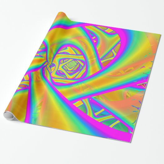 Funkidelic Dichroic Fused Glass Fractal Cadeaupapier (Uitgerold)