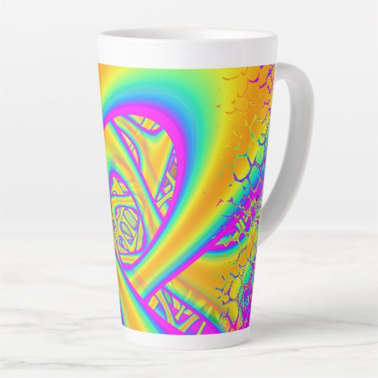 Funkidelic Dichroic Fused Glass Fractal Latte Mok (Rechterhoek)