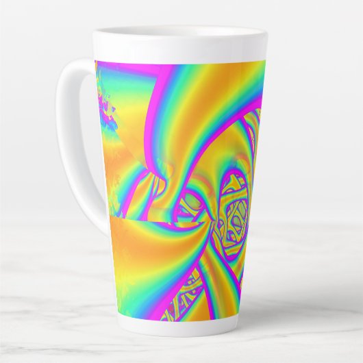 Funkidelic Dichroic Fused Glass Fractal Latte Mok (Linkerhoek)