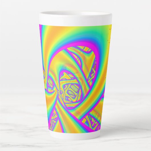 Funkidelic Dichroic Fused Glass Fractal Latte Mok (Voorkant)