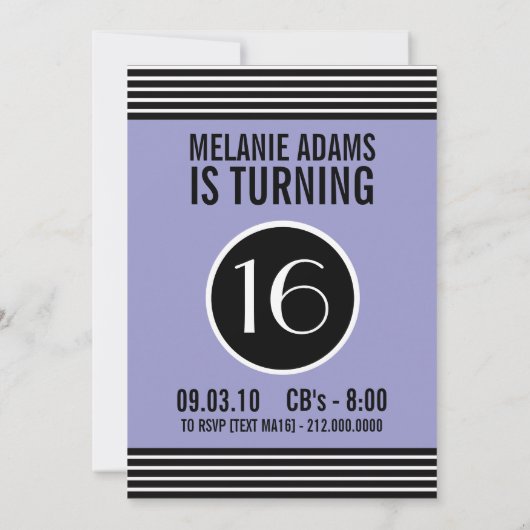 Funky 16th Birthday Party Kaart (Achterkant)