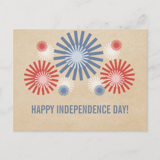 Funky 4 juli Briefkaart vuurwerk (Voorkant)