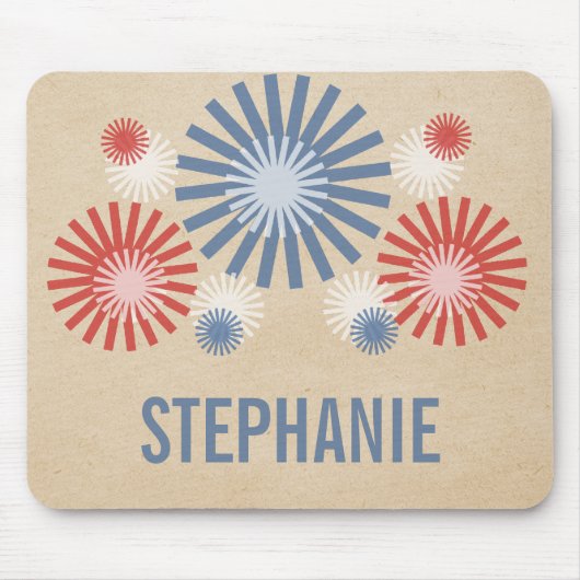 Funky 4 juli Fireworks Mousepad Muismat (Voorkant)