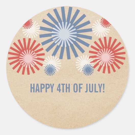 Funky 4 juli Fireworks-Stickers Ronde Sticker (Voorkant)