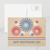 Funky 4 juli Fireworks & Stripes Briefkaart (Voorkant / Achterkant)