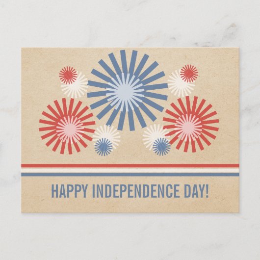 Funky 4 juli Fireworks & Stripes Briefkaart (Voorkant)