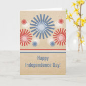 Funky 4 juli Fireworks & Stripes Kaart (Gele Bloem)
