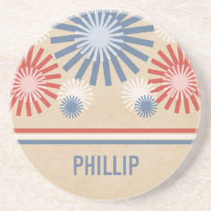 Funky 4 juli Fireworks & Stripes Onderzetter