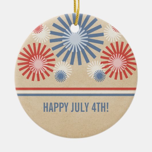 Funky 4 juli Fireworks & Stripes Ornament (Voorkant)