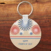 Funky 4 juli Fireworks & Stripes Sleutelhanger (Voorkant)