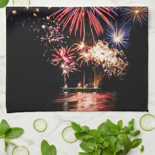 Funky 4 juli Fireworks Theedoek (Gevouwen)