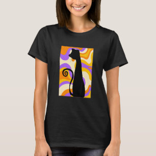 Funky 60's Style Black Cat Colorful Background Abs T-shirt