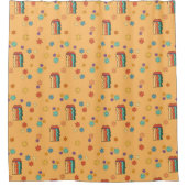 Funky 70s Curtain Colorful Pastel Bathroom Art Douchegordijn (Voorkant)