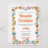 Funky 70's geïnspireerde bloemkracht Wedding Kaart (Voorkant)