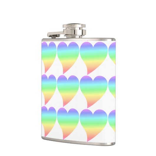 Funky 70s Retro Pastel | Rainbow Hearts Pattern Heupfles (Links)