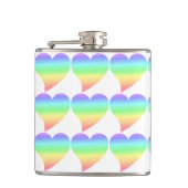 Funky 70s Retro Pastel | Rainbow Hearts Pattern Heupfles (Voorkant)