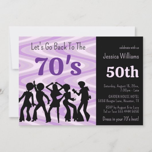 Funky 70's Theme Disco Verjaardagsfeestje Kaart (Achterkant)