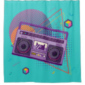 Funky 80s draagbare radiocassetspeler, 'boombox' douchegordijn (Voorkant)