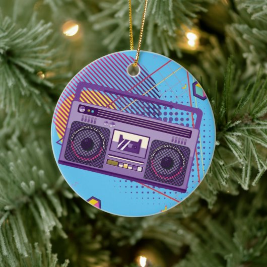 Funky 80s draagbare radiocassetspeler, 'boombox' keramisch ornament (Boom)