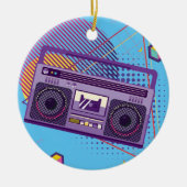 Funky 80s draagbare radiocassetspeler, 'boombox' keramisch ornament (Voorkant)