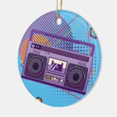 Funky 80s draagbare radiocassetspeler, 'boombox' keramisch ornament (Links)