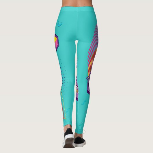 Funky 80s draagbare radiocassetspeler, 'boombox' leggings (Achterkant)