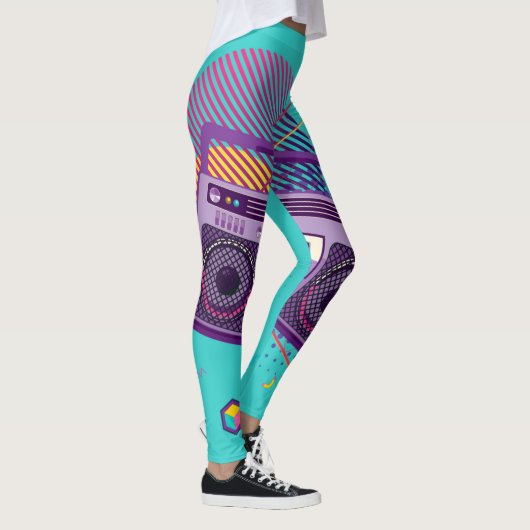 Funky 80s draagbare radiocassetspeler, 'boombox' leggings (Rechts)