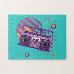 Funky 80s draagbare radiocassetspeler, 'boombox' legpuzzel